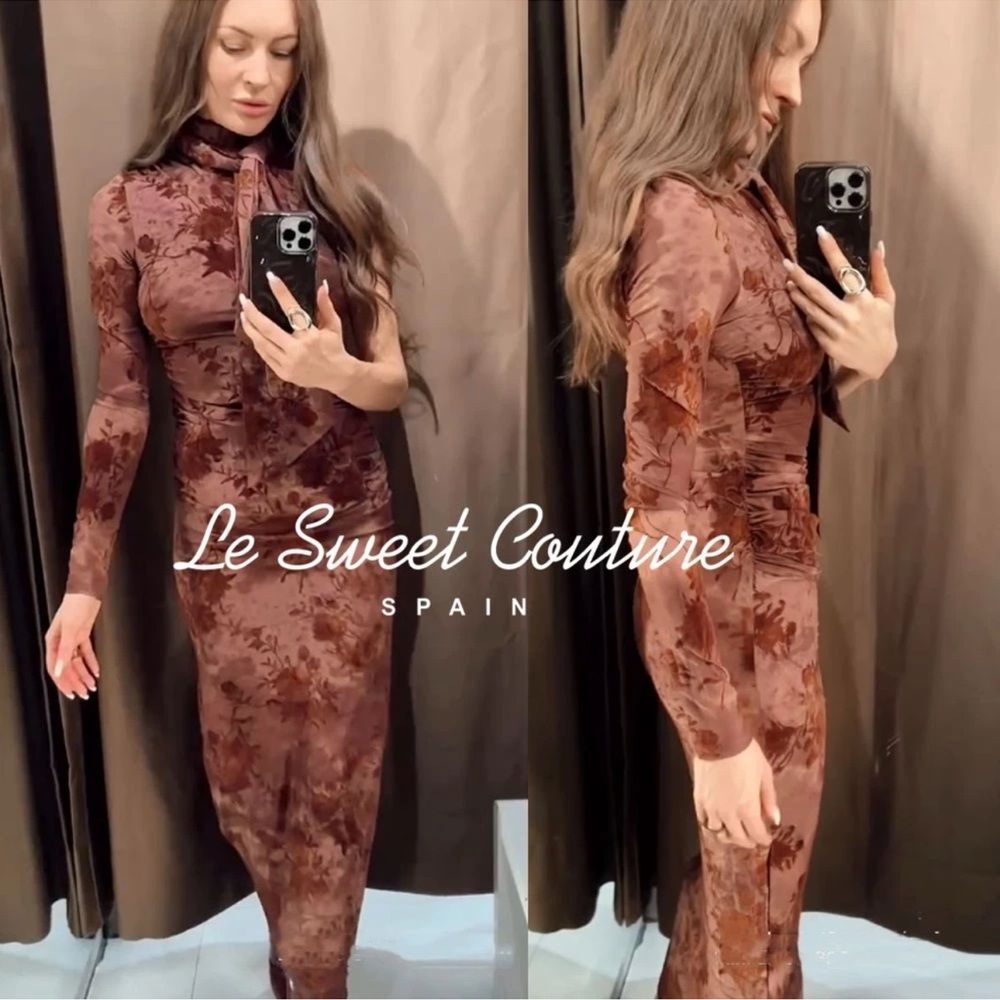 ZARA LONG SCARF PRINT DRESS